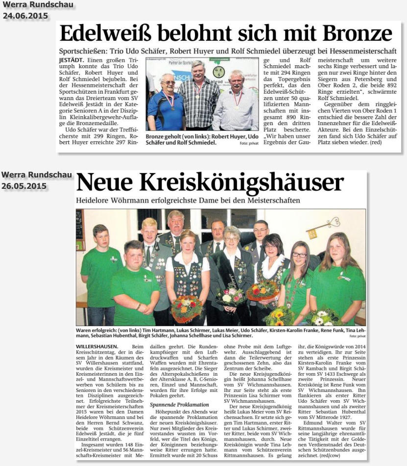 Werra Rundschau  26.05.2015 Werra Rundschau  24.06.2015